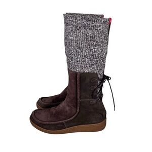 North Face Alana Mid Knit Cuff Boots Womens 9 Suede Chocolate Brown Winter